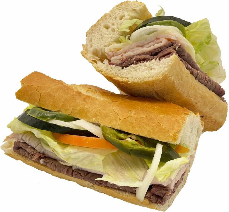 #19 Roast Beef. Turkey & Cheese Baguette